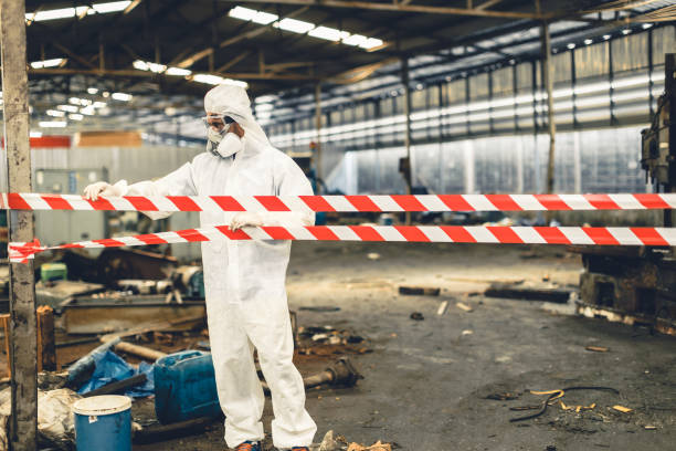 Professional Biohazard Cleanup technician working in Farmersville, CA